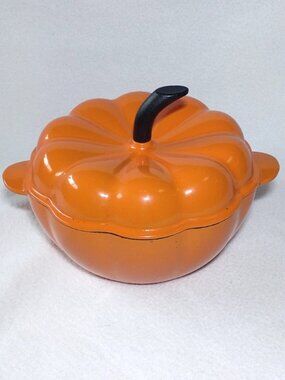 Martha Stewart, Enameled Cast Iron, 2 Quart Pumpkin Shaped Casserole Dutch Oven